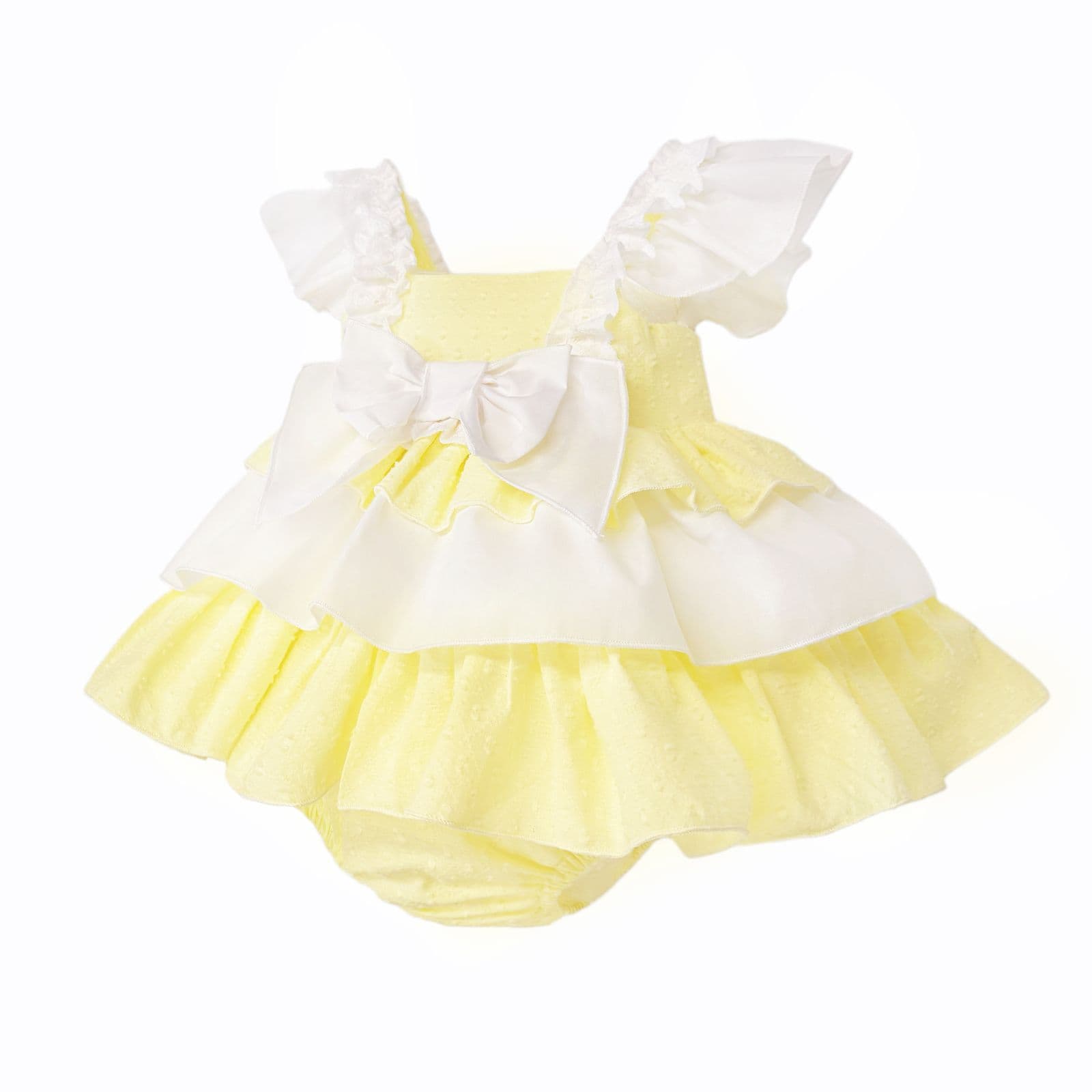 Baby Girl Yellow Cotton Puff Ball Sun Dress with Pants "MYD26018"