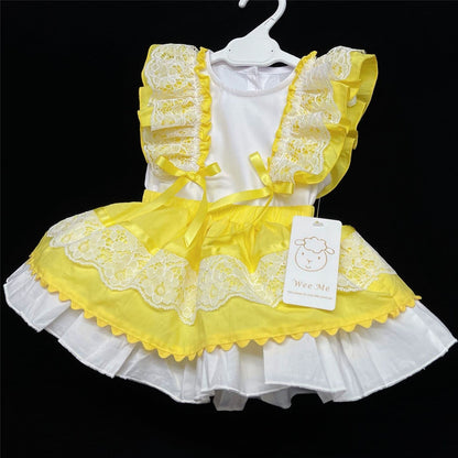Baby Girl Yellow Lacey Skirt with Frilly Shoulder Top "2141"