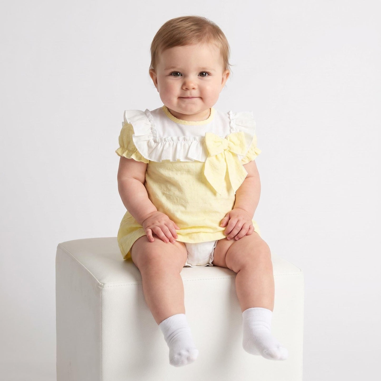 Baby Girl Yellow Plumetis Dress with Pants "MYD26017"