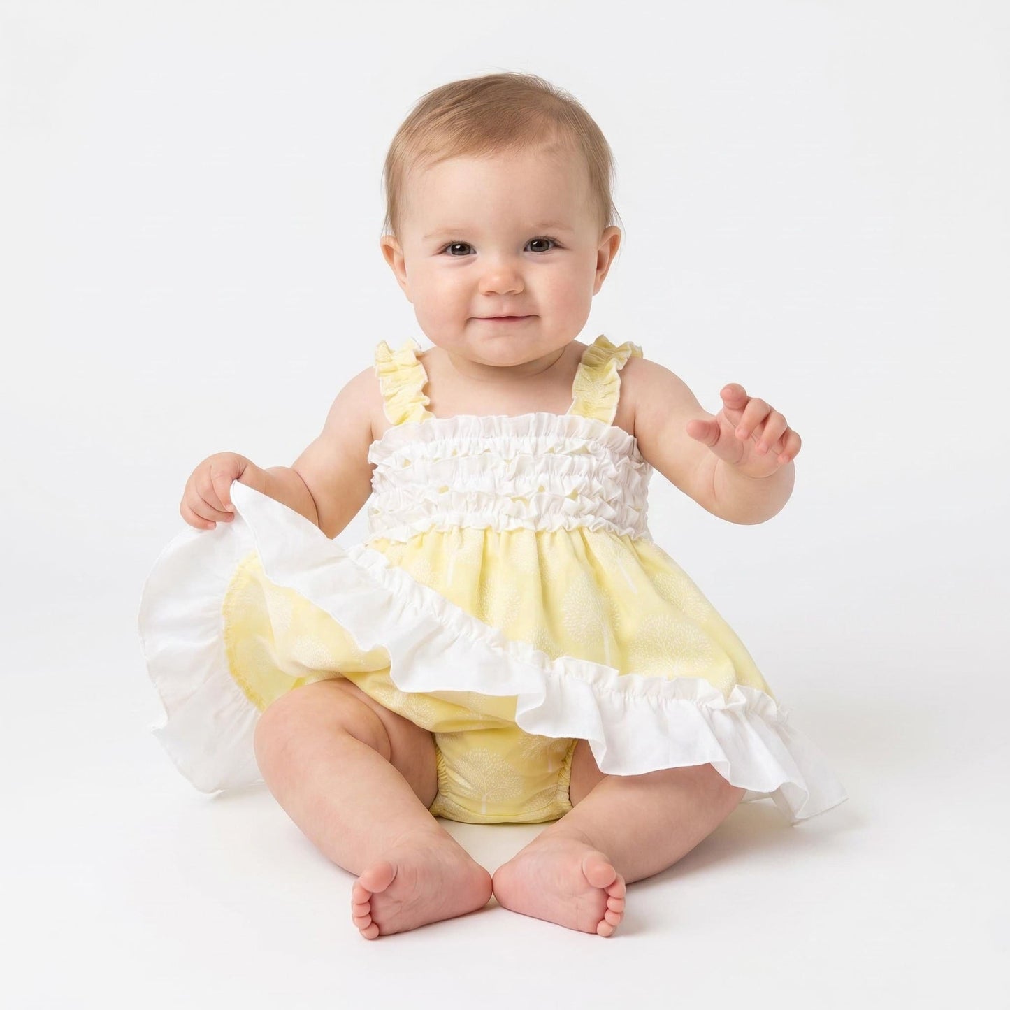 Baby Girl Yellow Puff Ball Sun Dress with Pants "MYD26016"