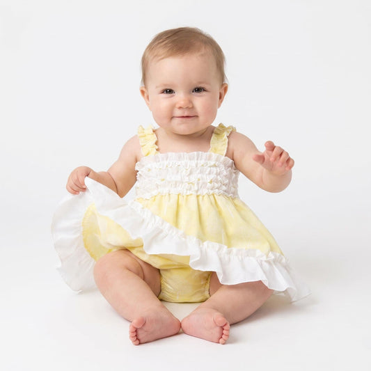 Baby Girl Yellow Puff Ball Sun Dress with Pants "MYD26016"