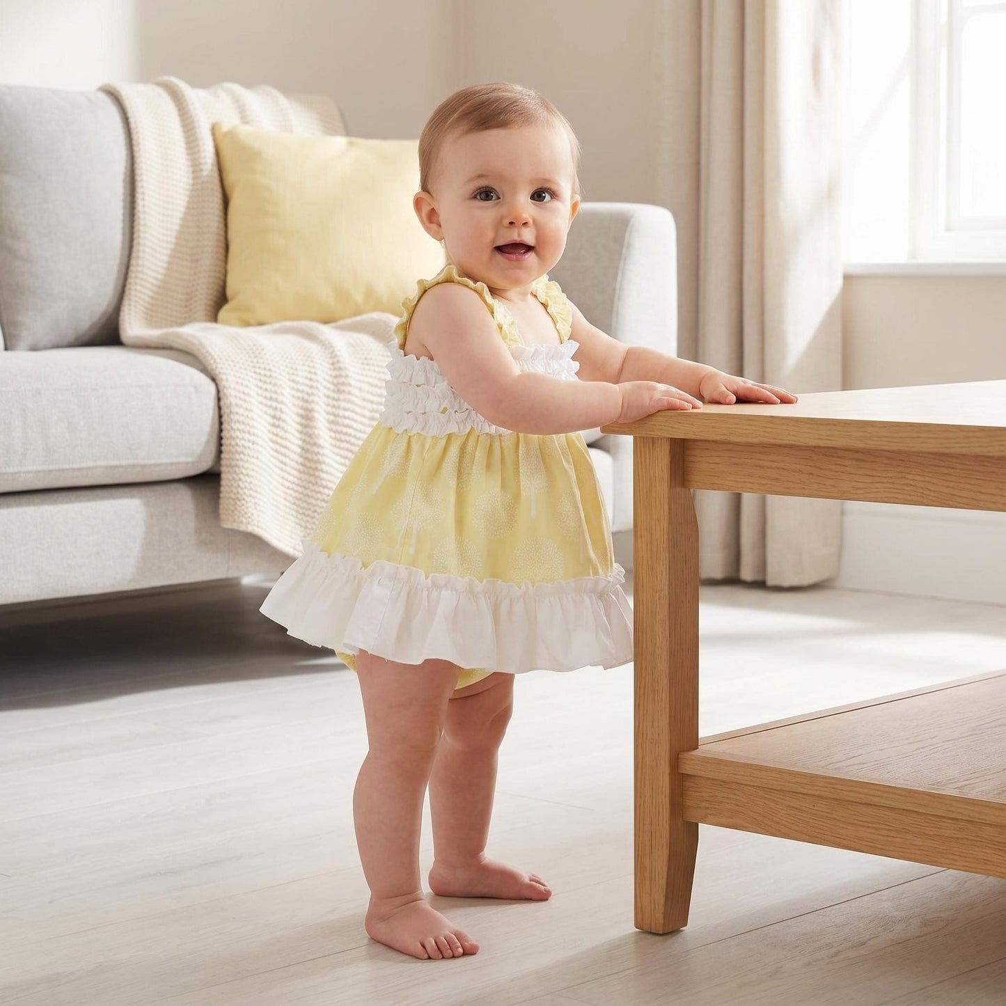 Baby Girl Yellow Puff Ball Sun Dress with Pants "MYD26016"