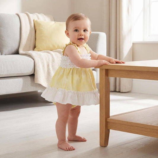Baby Girl Yellow Puff Ball Sun Dress with Pants "MYD26016"