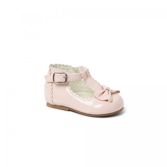 Baby Girls Patent T-Bar Bow Shoes "Sally Pink"