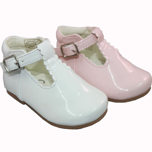 Baby Girls Patent T-Bar Shoes "Arianna White"