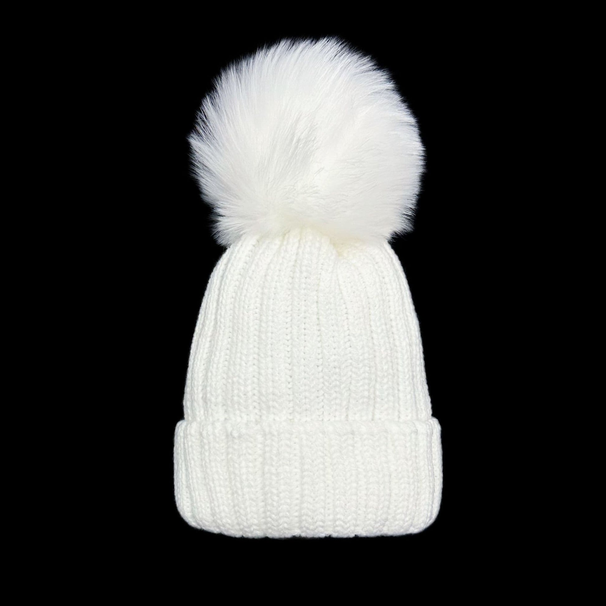 Baby Unisex White Faux Fur Pom Hat