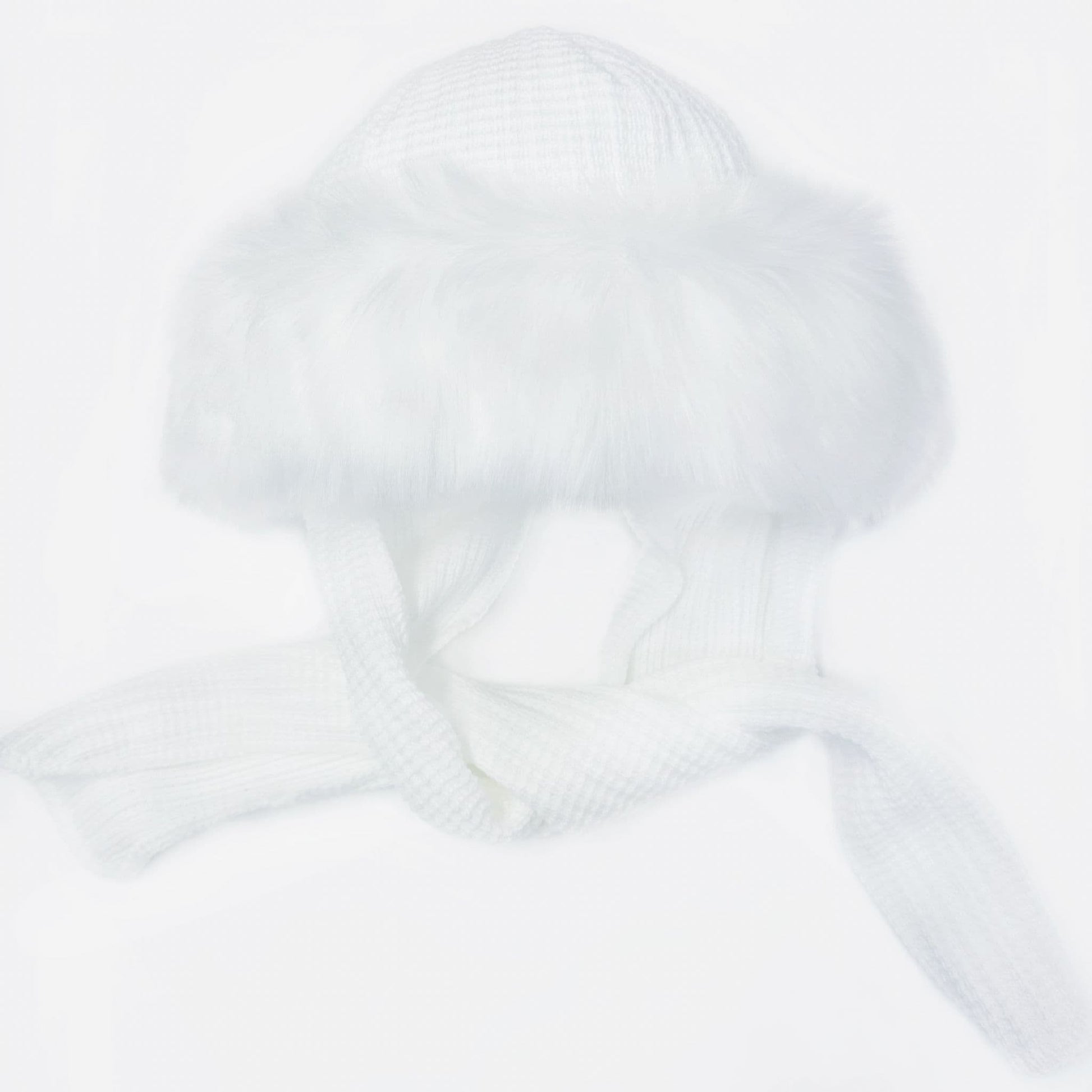 Baby White Russian Style Faux Fur Hat with Attached Scarf