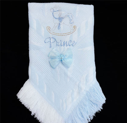 Blue Diamante Bow Baby Shawl