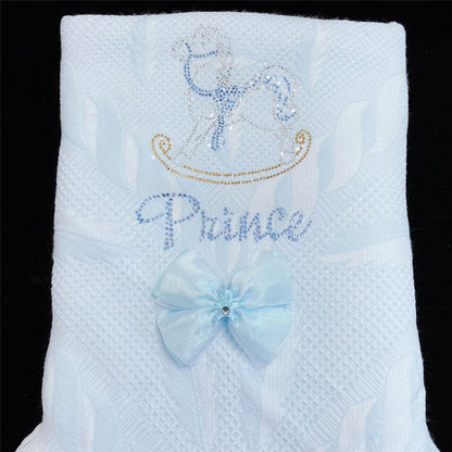 Blue Diamante Bow Baby Shawl
