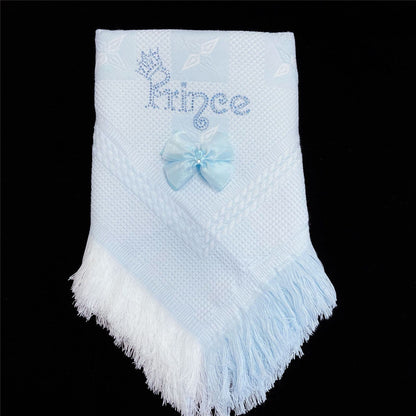 Blue Diamante Bow Baby Shawl