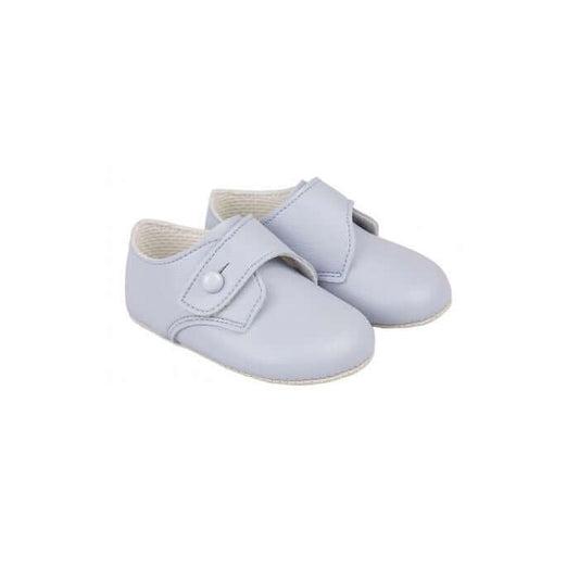 Baby Boys Blue Soft Sole Button Shoes