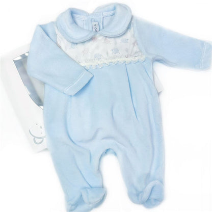 Calamaro Baby Boys Blue Cotton Velour Suit "33019"