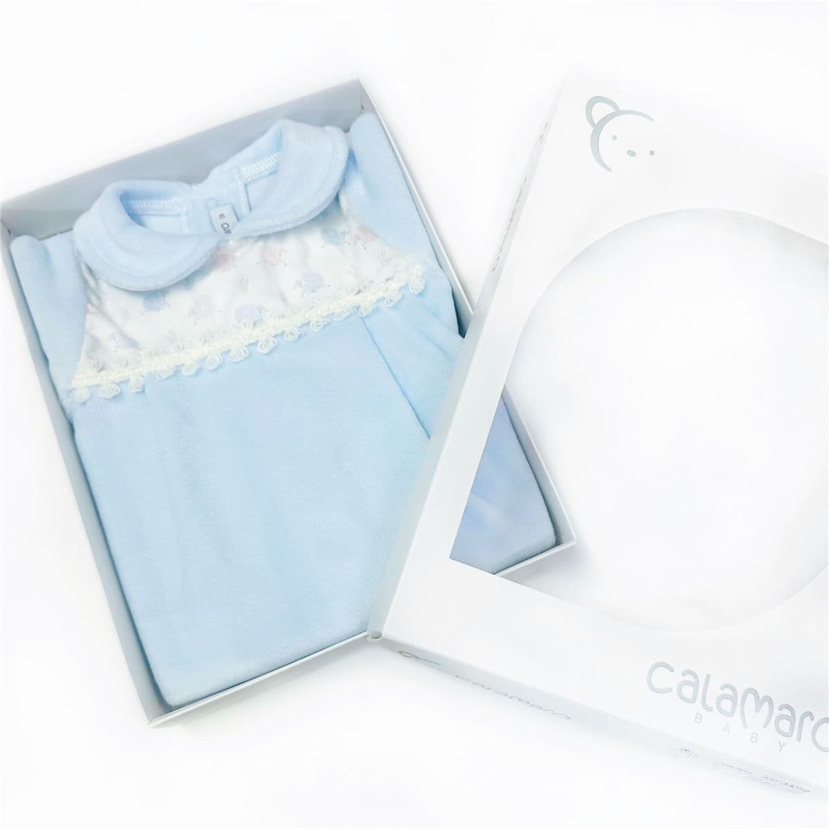 Calamaro Baby Boys Blue Cotton Velour Suit "33019"