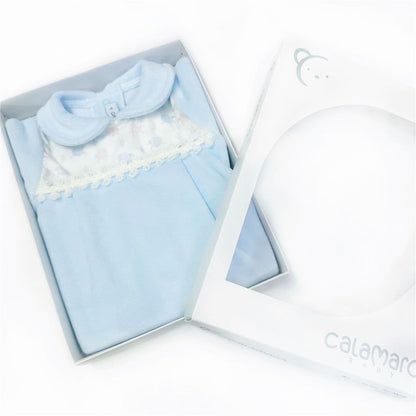 Calamaro Baby Boys Blue Cotton Velour Suit "33019"