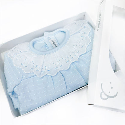 Calamaro Baby Girl Blue Cotton Collar Suit "17631 Blue"