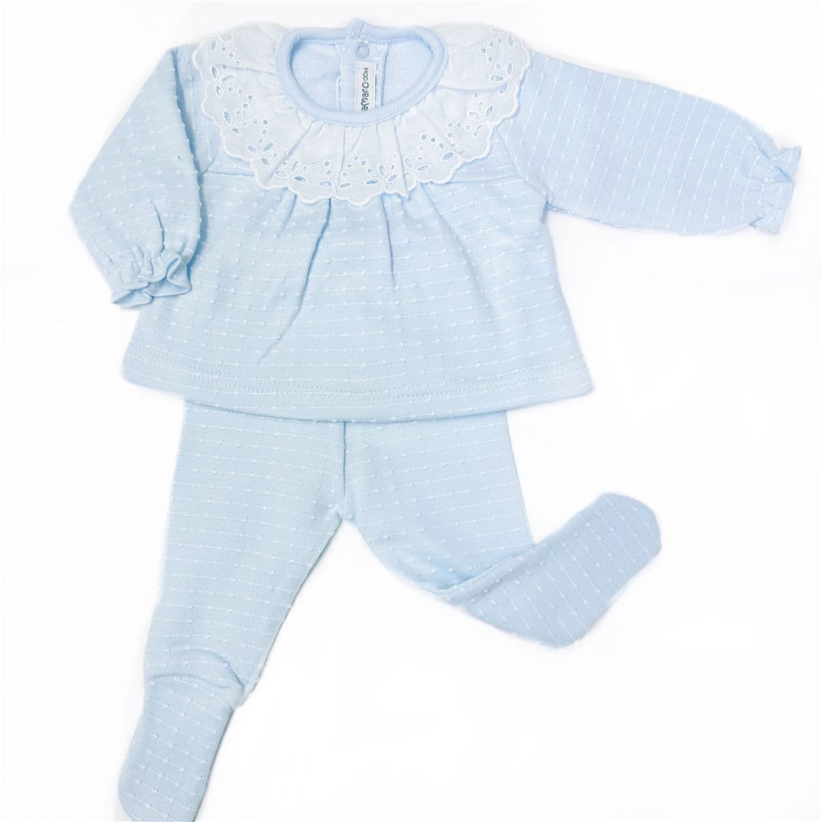 Calamaro Baby Girl Blue Cotton Collar Suit "17631 Blue"