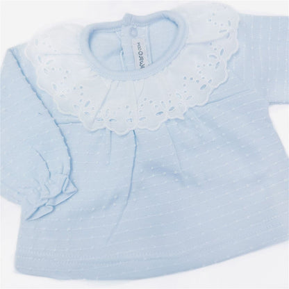 Calamaro Baby Girl Blue Cotton Collar Suit "17631 Blue"