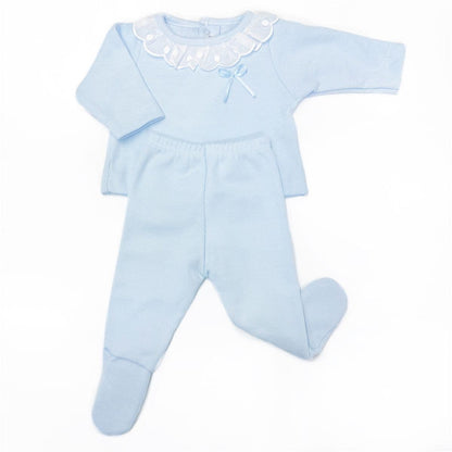 Calamaro Baby Girl Blue Cotton Suit "17741 Blue"