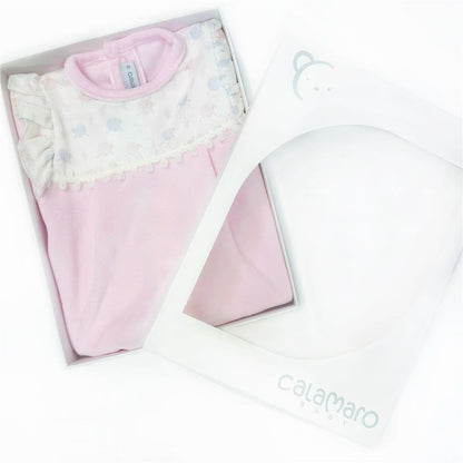 Calamaro Baby Girls Pink Cotton Velour Suit "33018 "