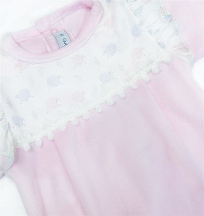 Calamaro Baby Girls Pink Cotton Velour Suit "33018 "