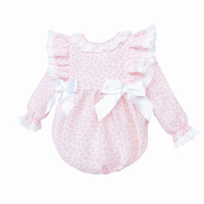 *Clearance* Baby Girl Pink Floral Frilly Shoulder Romper "MYDB2479"
