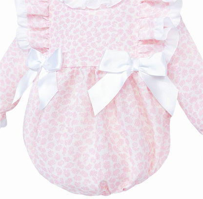*Clearance* Baby Girl Pink Floral Frilly Shoulder Romper "MYDB2479"