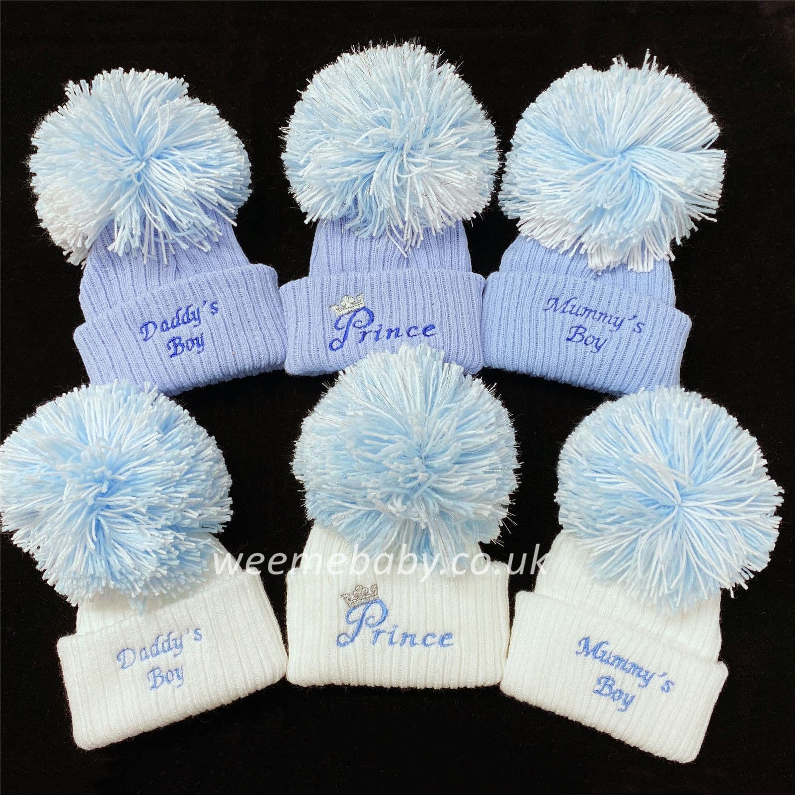 First Size Baby Boys Knitted Pom Hat with Embroidery
