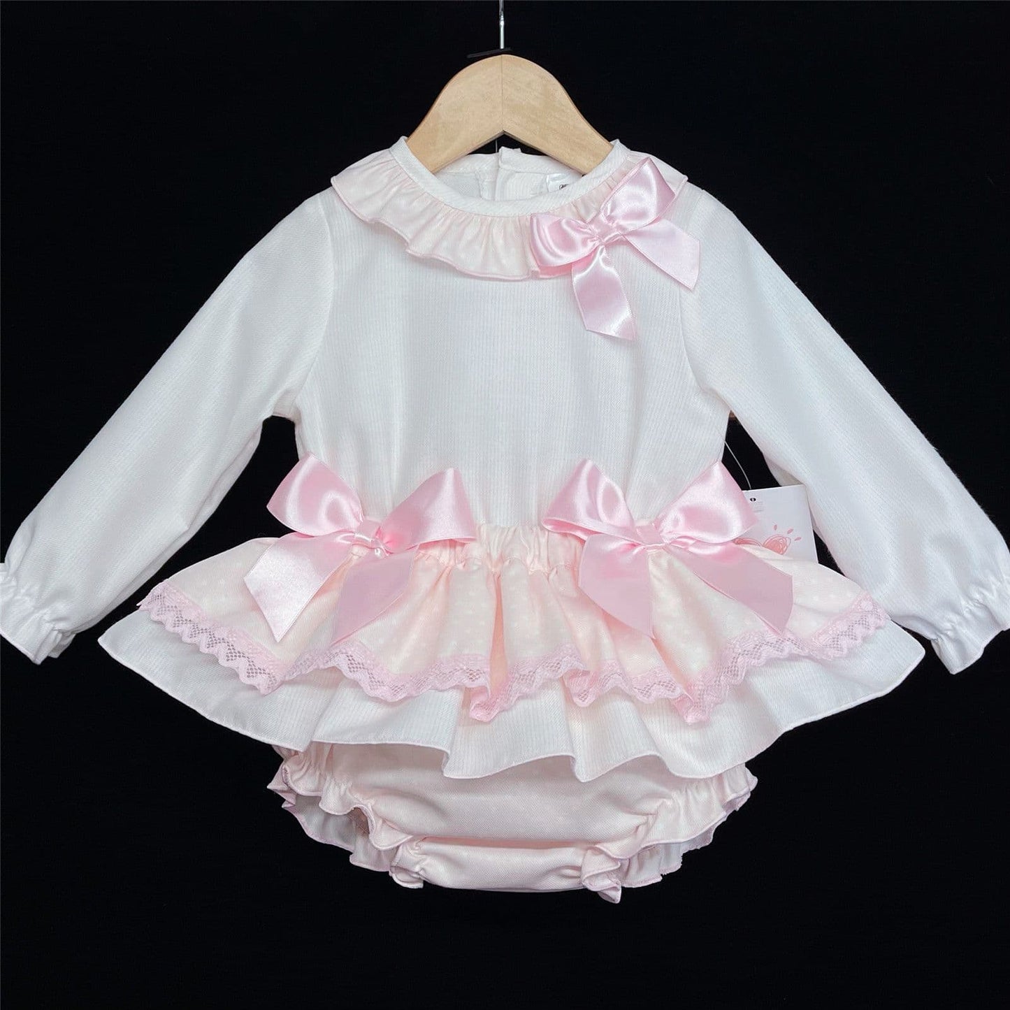 Infant Girls Pale Pink Skirt Top Outfit Frilly Bottom "LM105"