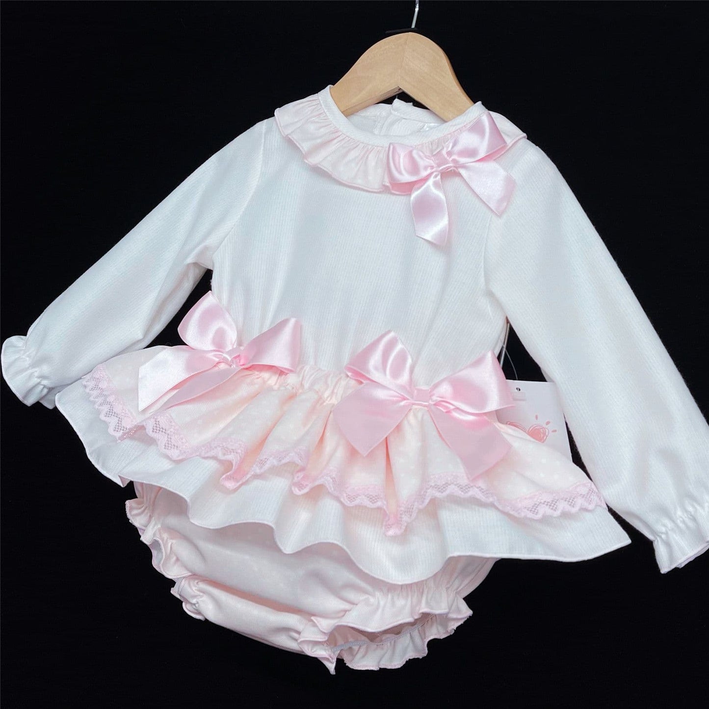 Infant Girls Pale Pink Skirt Top Outfit Frilly Bottom "LM105"