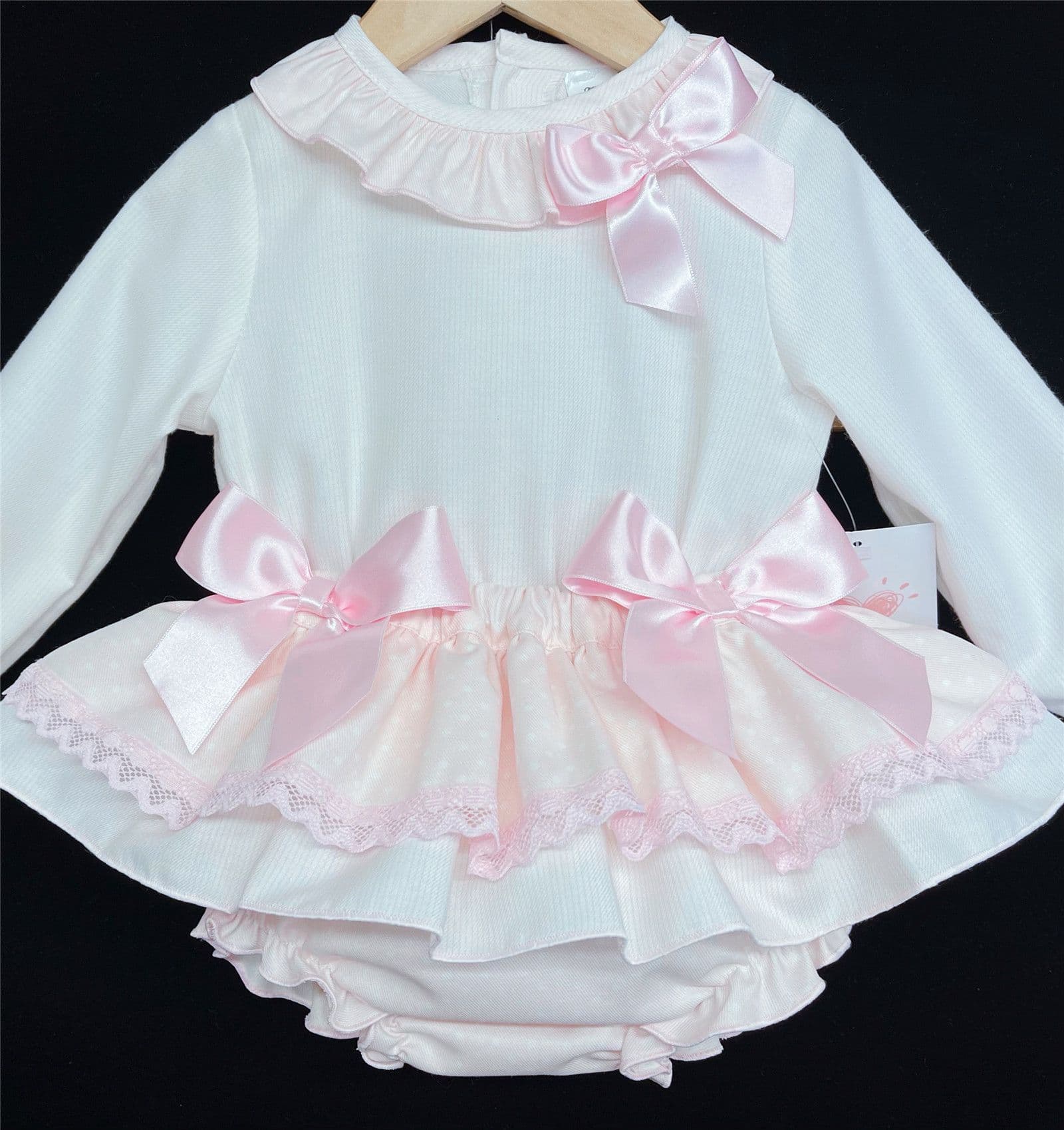 Infant Girls Pale Pink Skirt Top Outfit Frilly Bottom "LM105"