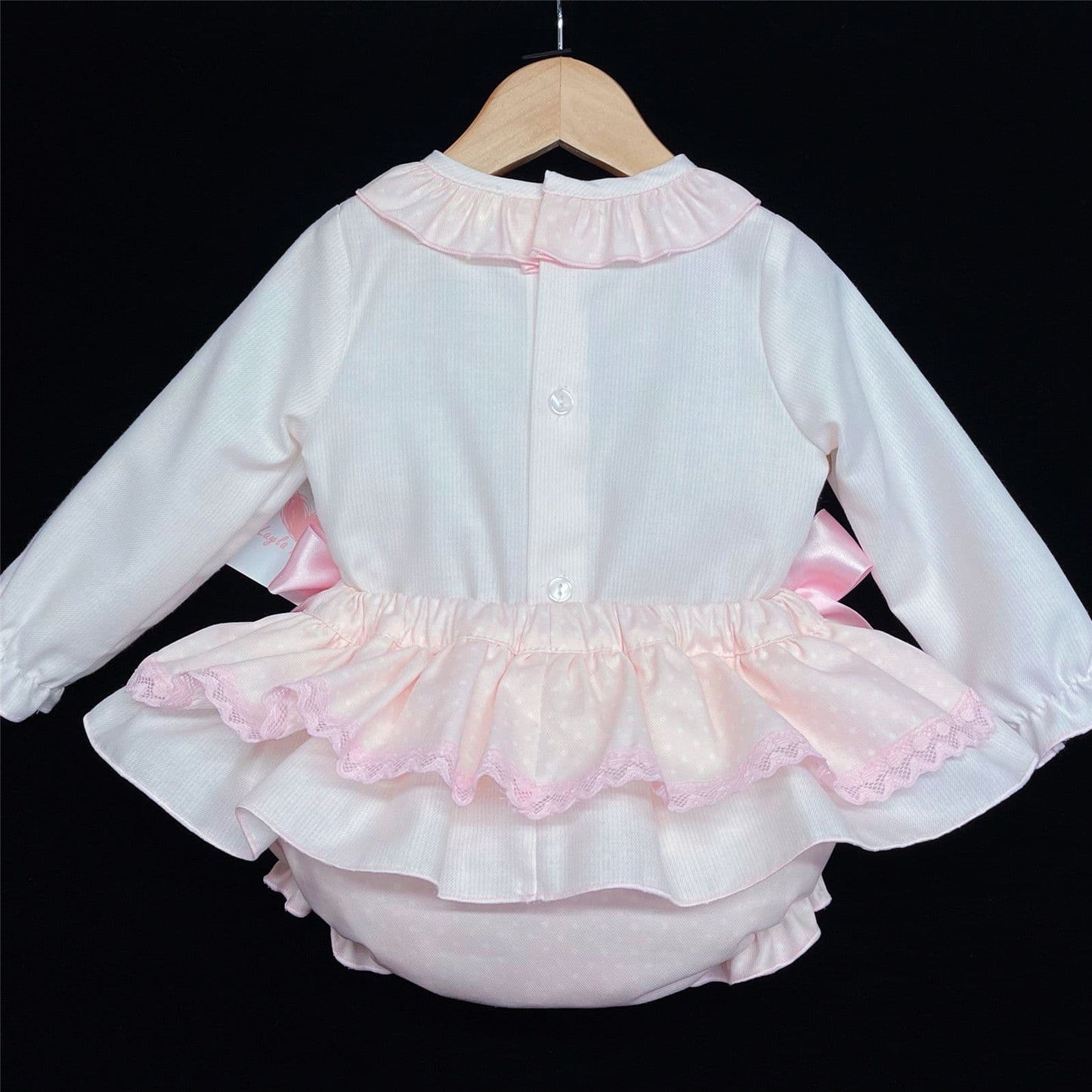 Infant Girls Pale Pink Skirt Top Outfit Frilly Bottom "LM105"