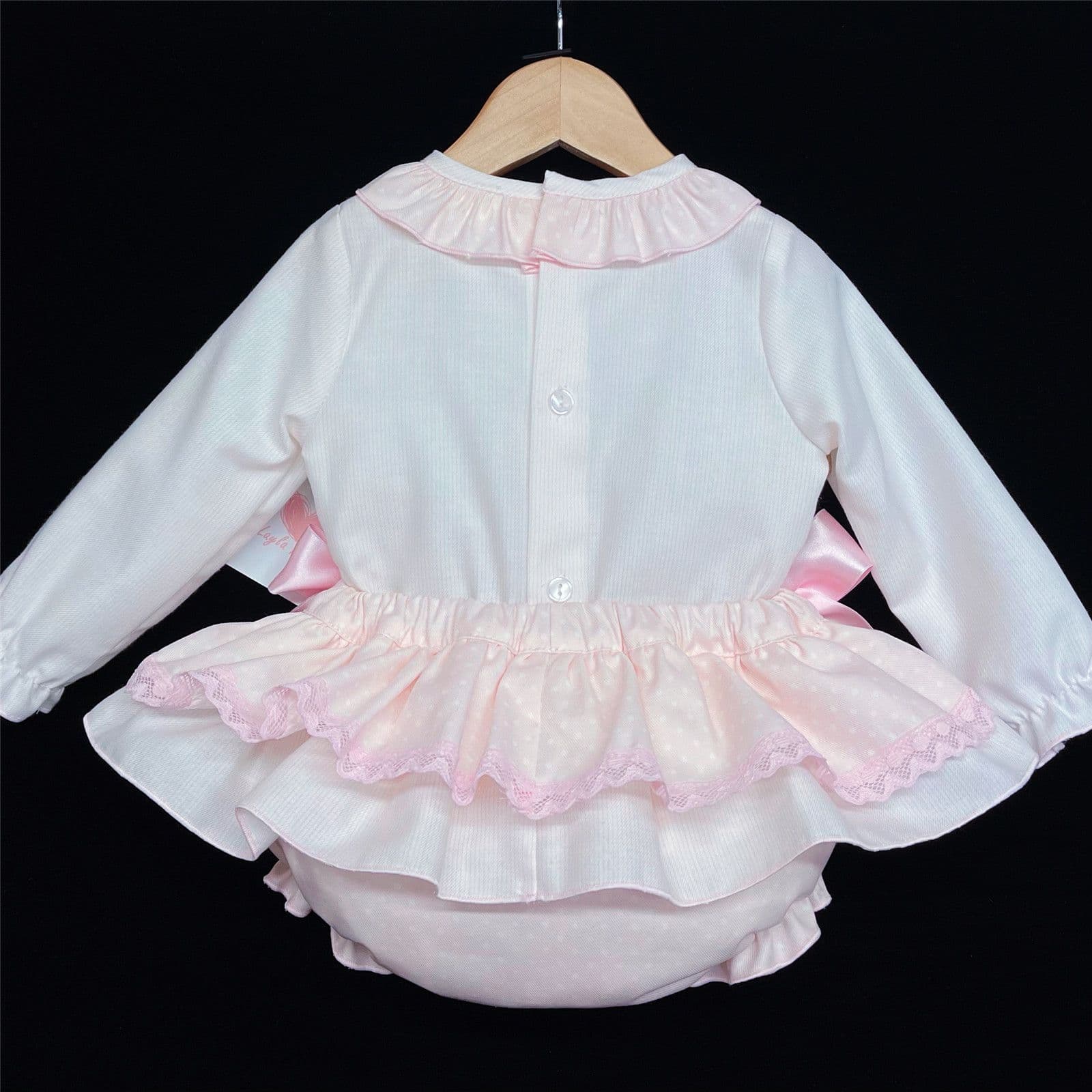 Infant Girls Pale Pink Skirt Top Outfit Frilly Bottom "LM105"