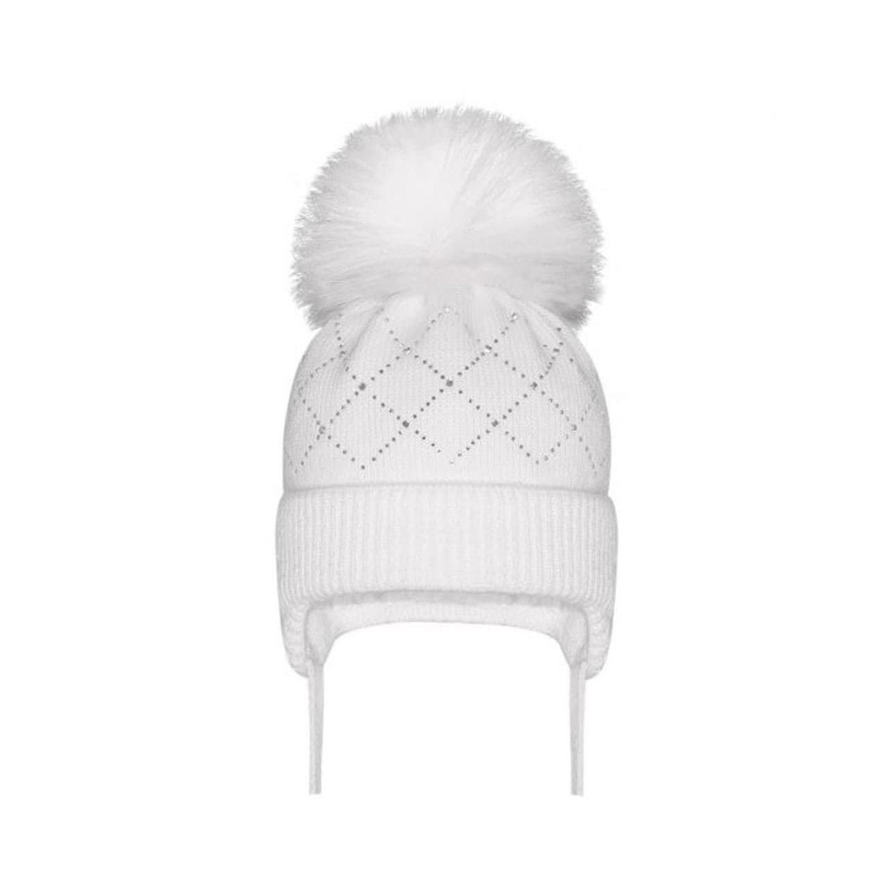 Large Pom Diamond Pattern Diamante Tie Hat