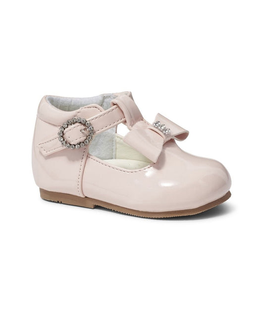 Baby Girls Pink Diamante Bow Shoes