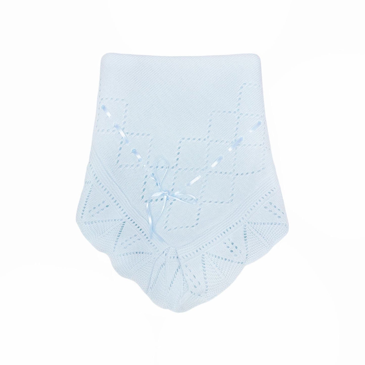 Spanish Blue Square Knit Ribbon Shawl