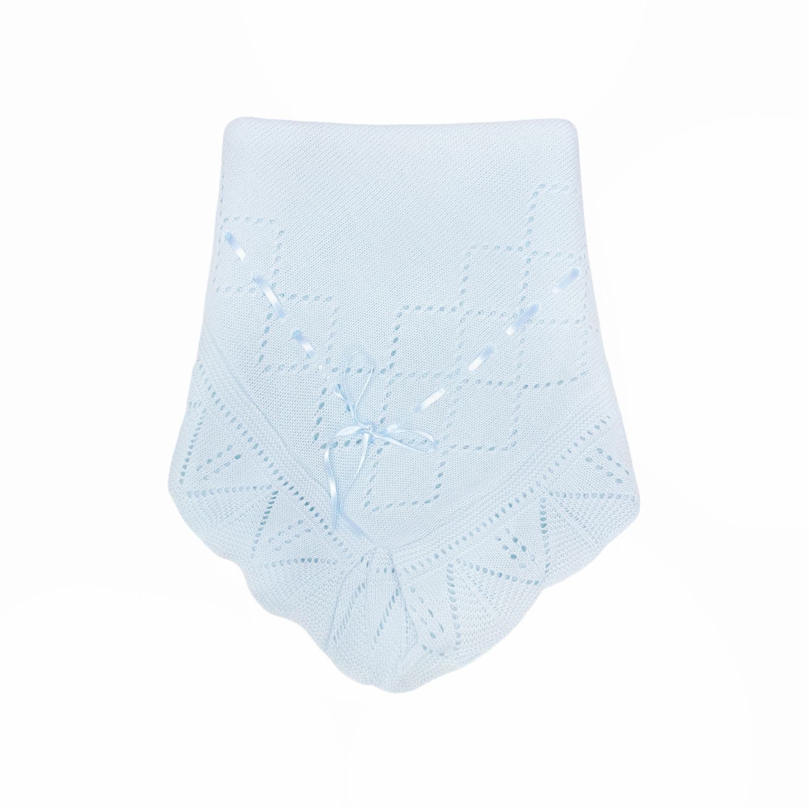 Spanish Blue Square Knit Ribbon Shawl