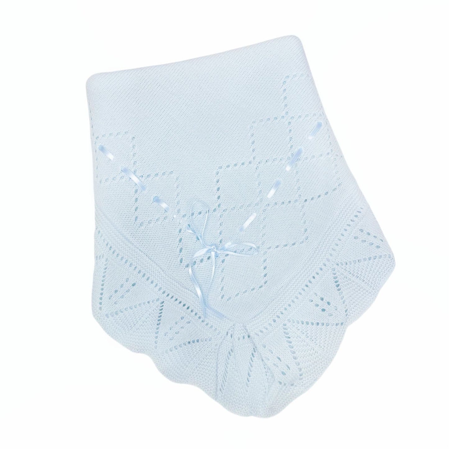 Spanish Blue Square Knit Ribbon Shawl