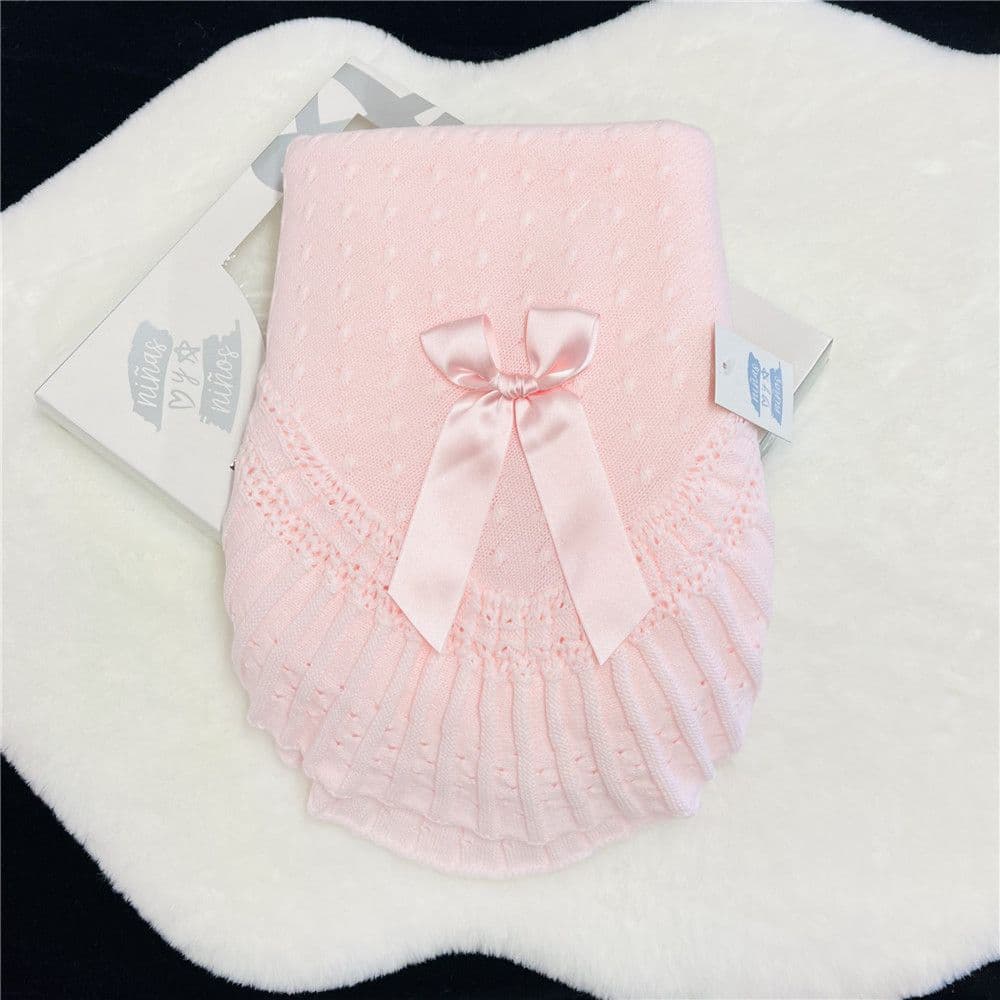 Spanish Pink Pleated Frilly Shawl