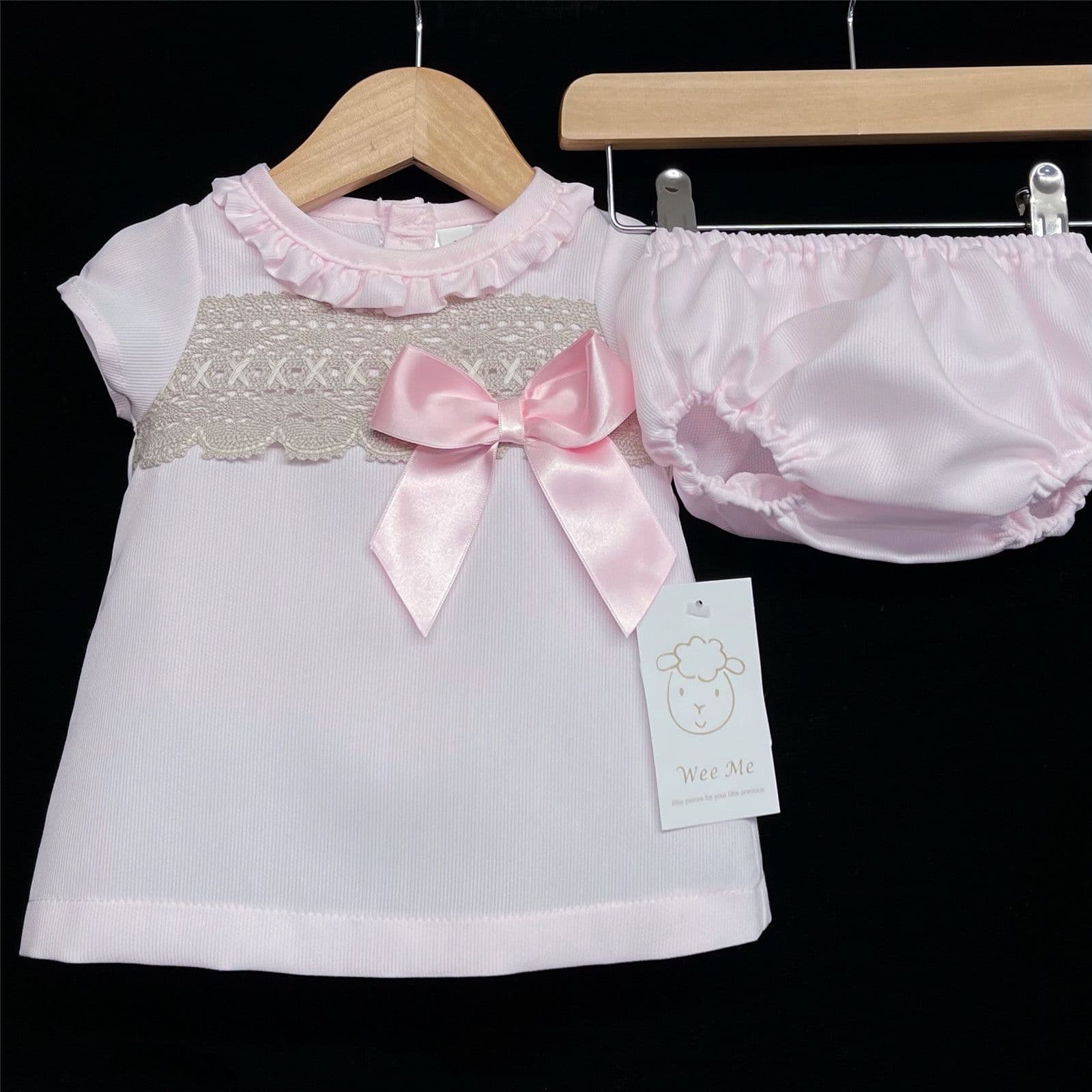 Pink A Line Dress Camel Lace Detail with Pants "MYDA600"