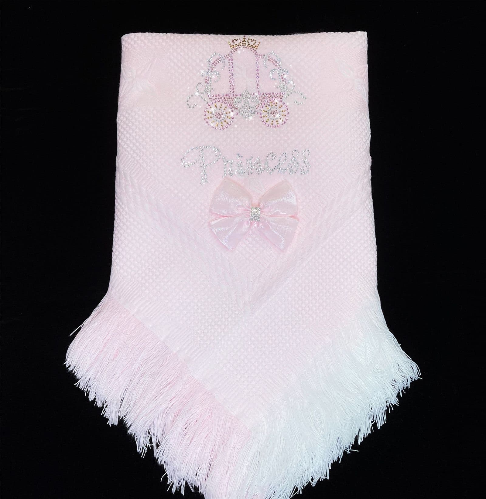 Pink Diamante Bow Baby Shawl