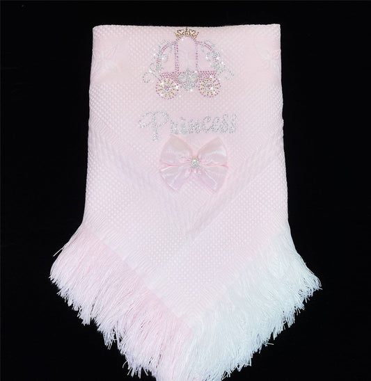 Pink Diamante Bow Baby Shawl
