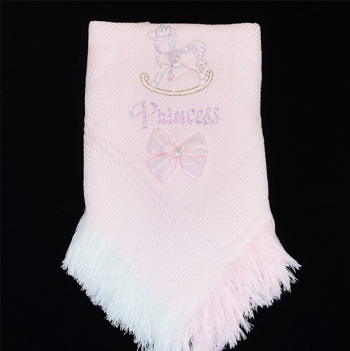 Pink Diamante Bow Baby Shawl