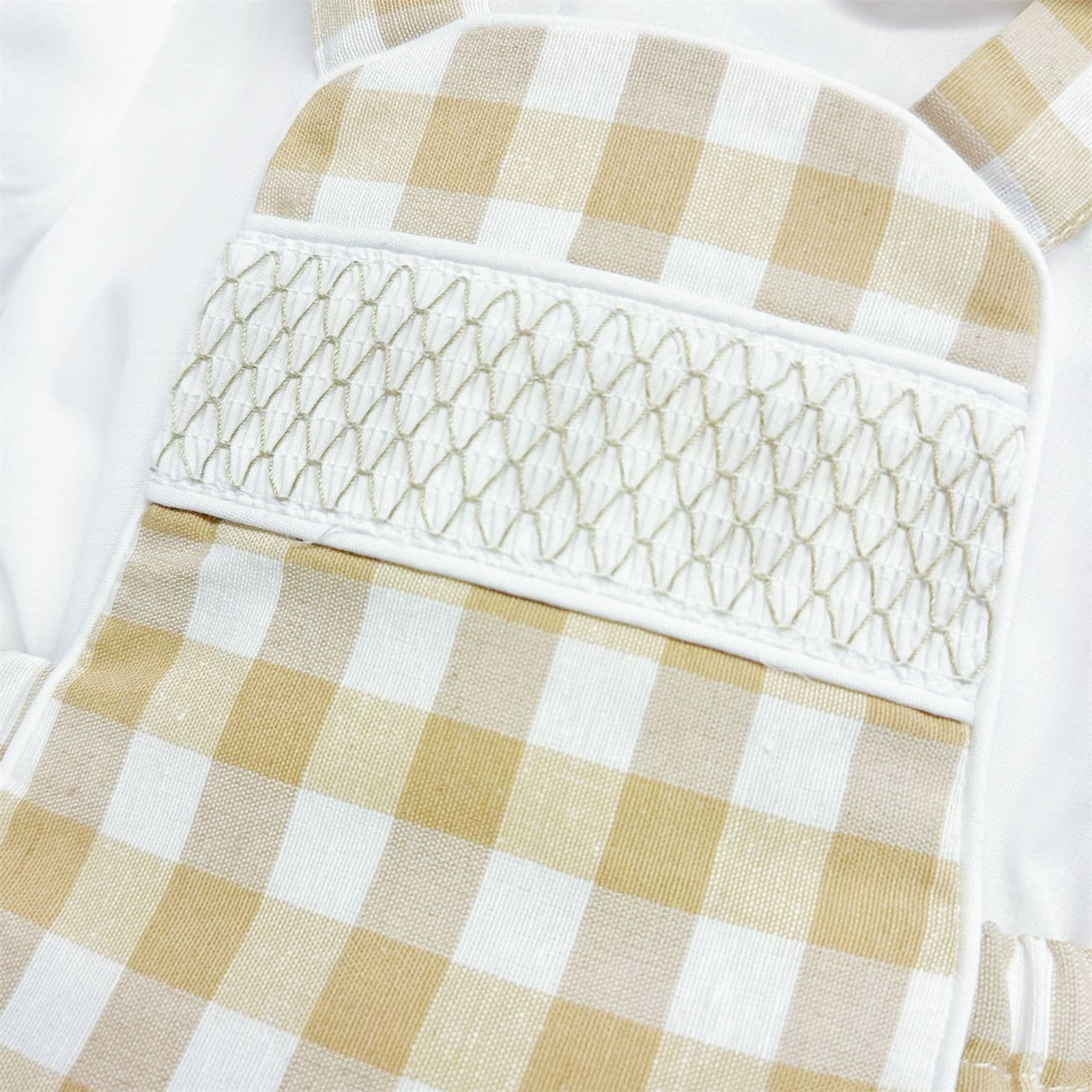 *SALE* Baby Beige Check Smocked Romper with Top "MYD2449C"