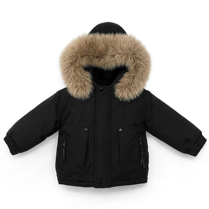 *SALE* Baby Boy Black Bomber Jacket with Faux Fur Hood " 26014 "