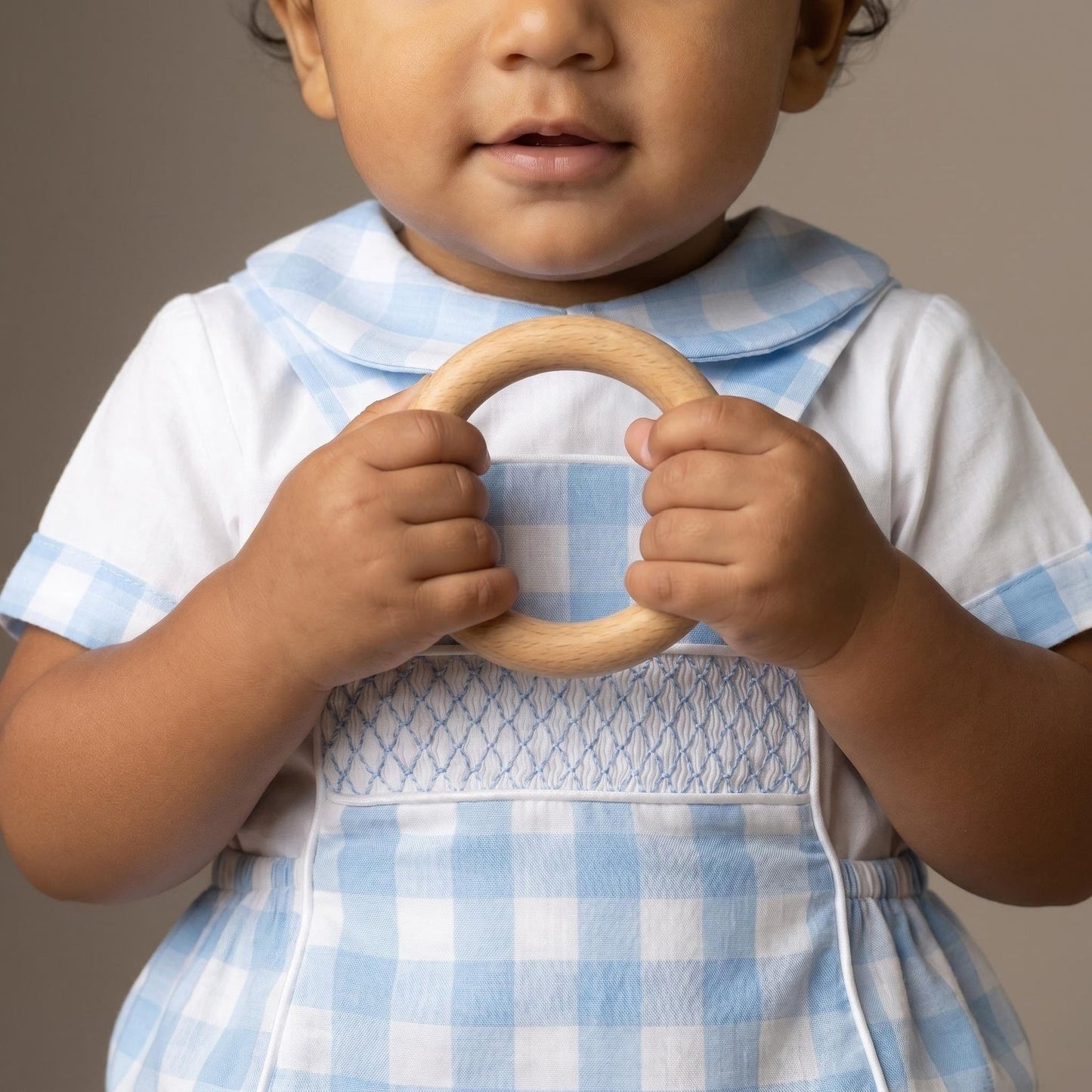 *SALE* Baby Boy Blue Check Smocked Romper with Top "MYD2449B"