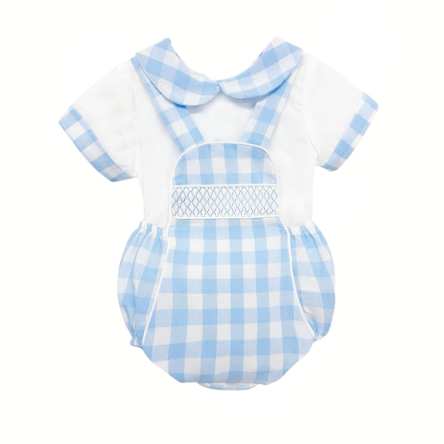 *SALE* Baby Boy Blue Check Smocked Romper with Top "MYD2449B"