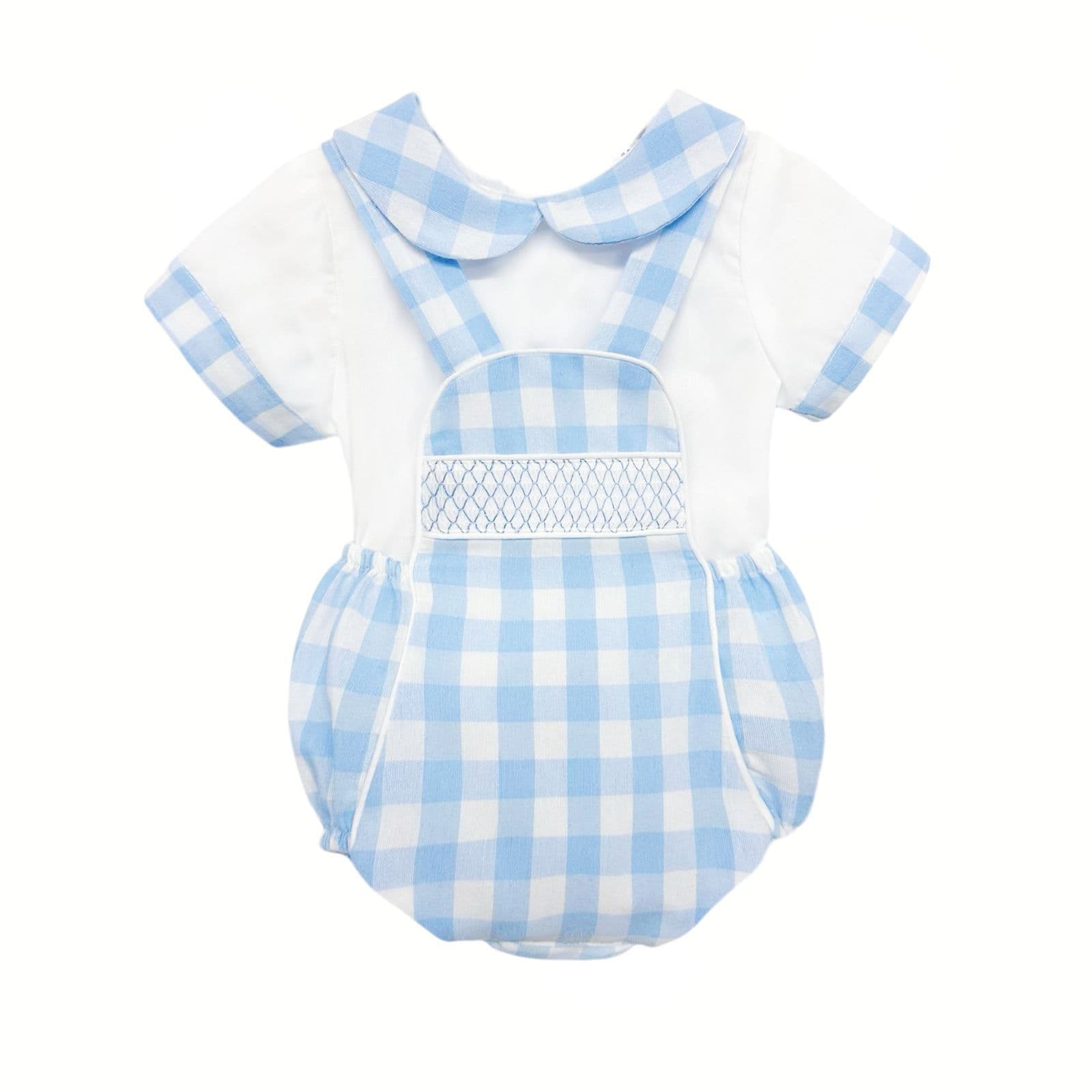 *SALE* Baby Boy Blue Check Smocked Romper with Top "MYD2449B"