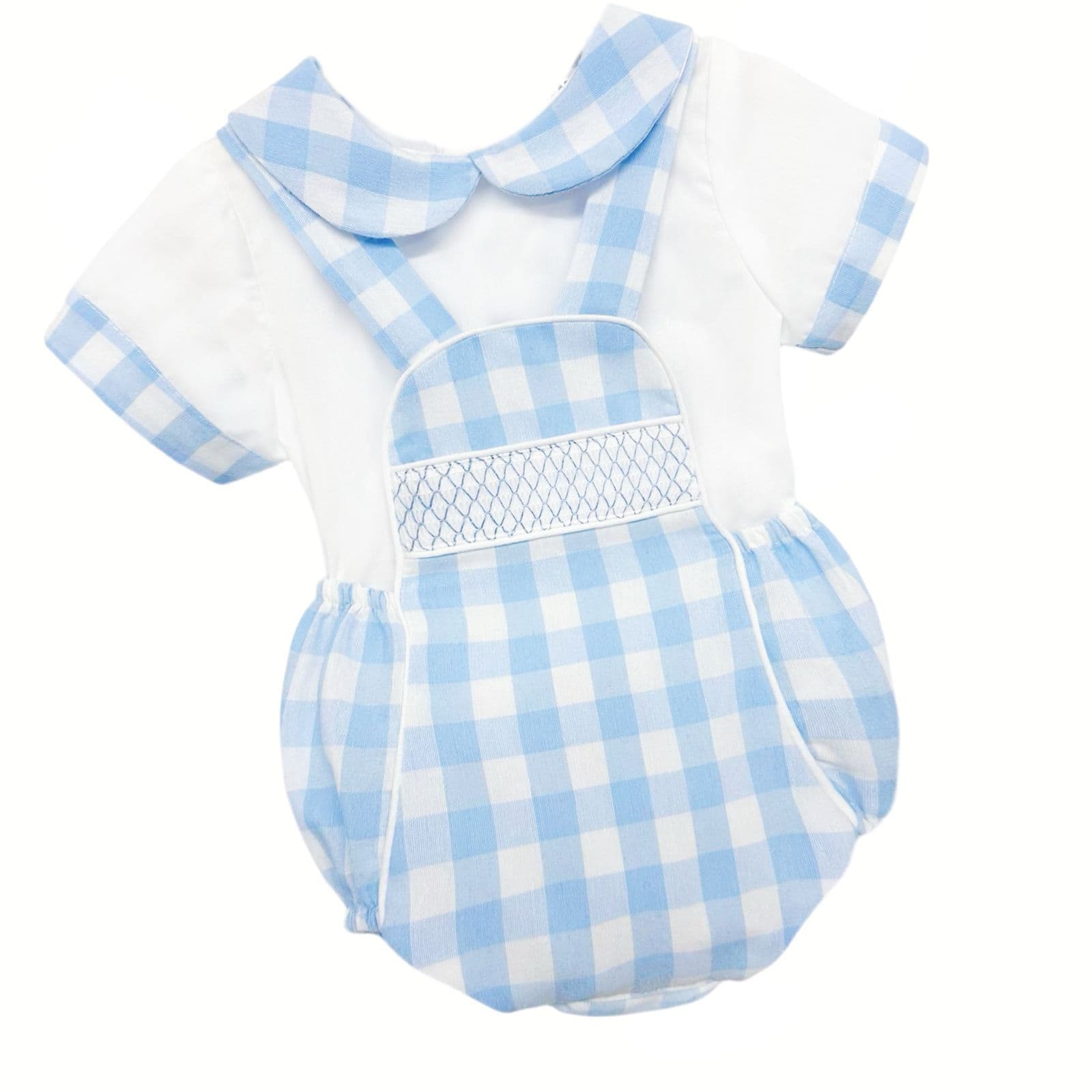 *SALE* Baby Boy Blue Check Smocked Romper with Top "MYD2449B"