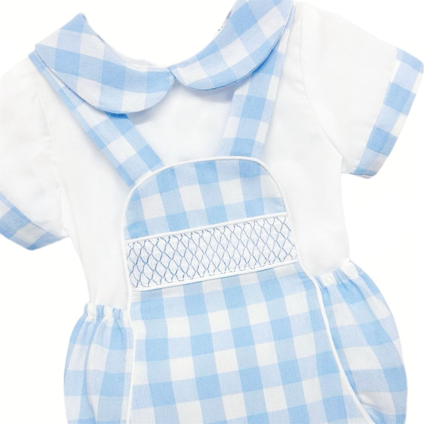 *SALE* Baby Boy Blue Check Smocked Romper with Top "MYD2449B"
