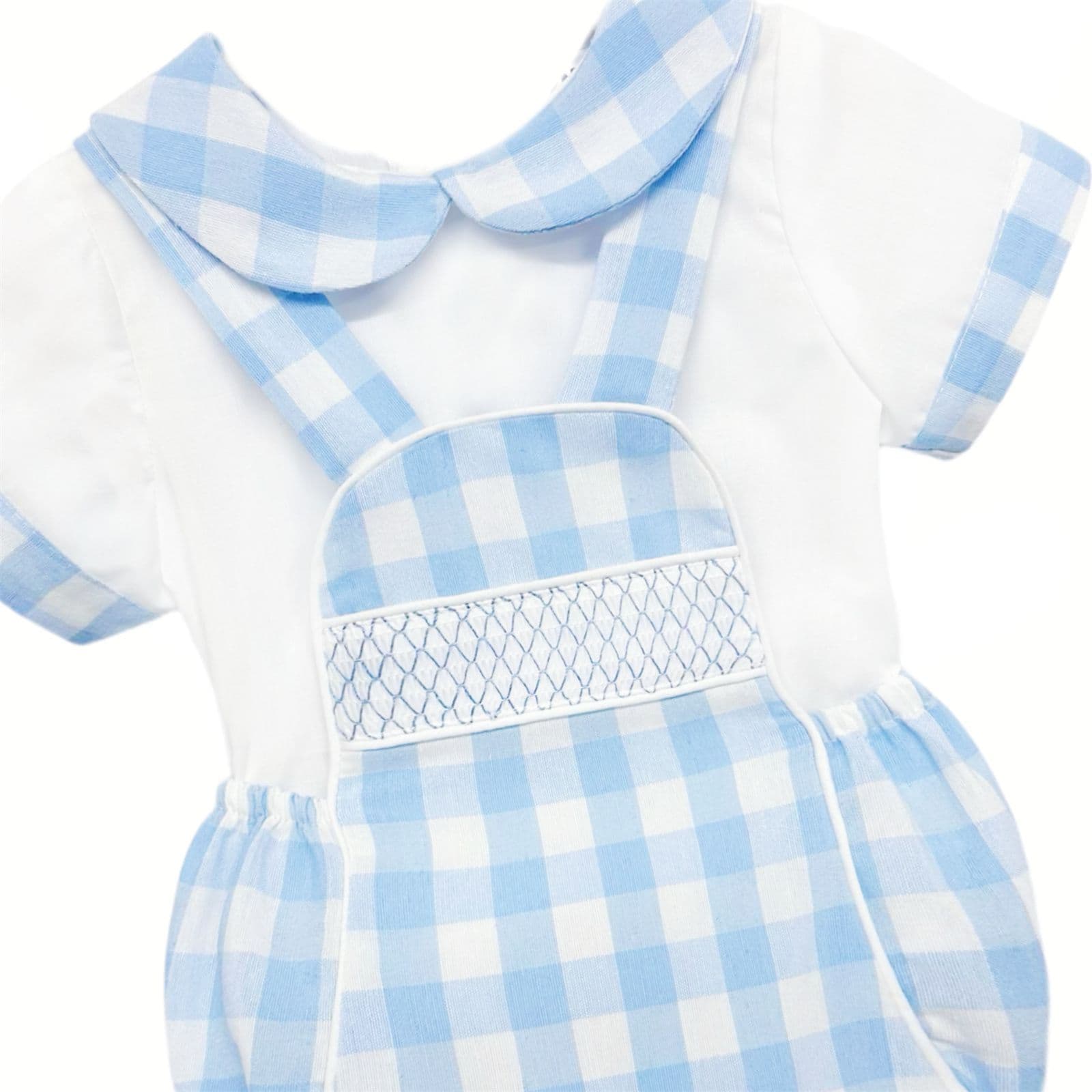 *SALE* Baby Boy Blue Check Smocked Romper with Top "MYD2449B"